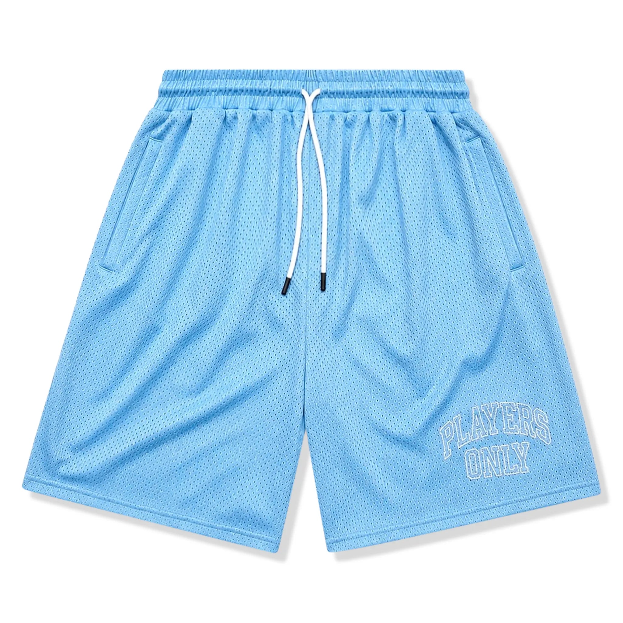 Front View of Players Only Mesh Blue Jersey Shorts